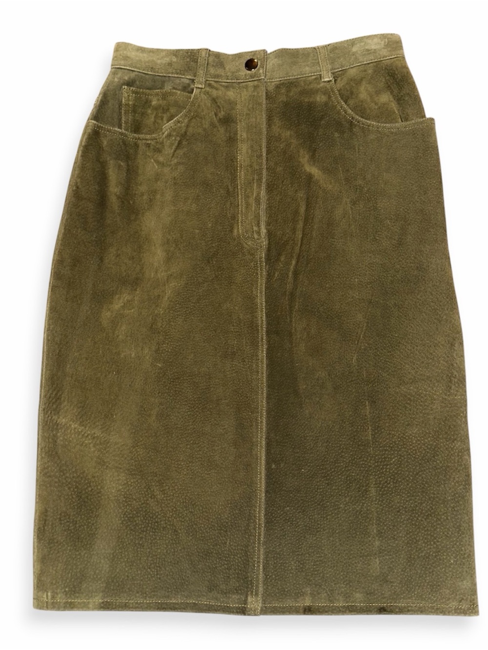 Vintage Pia Rucci Genuine Leather Skirt Olive Green